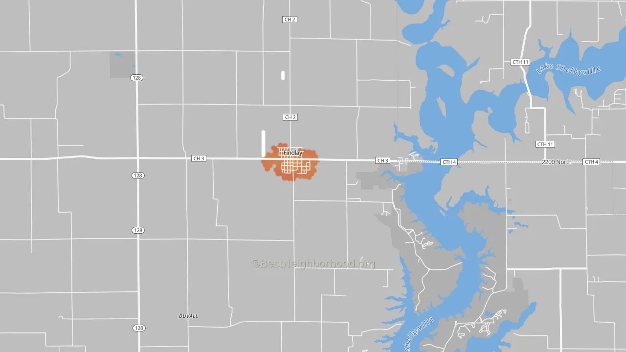 Bike Grade map of Findlay, IL