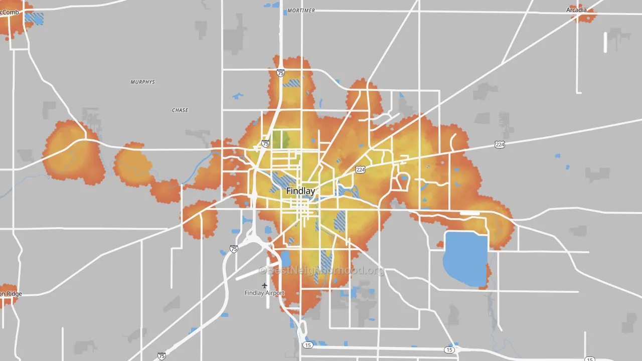 Bike Grade map of Findlay, OH