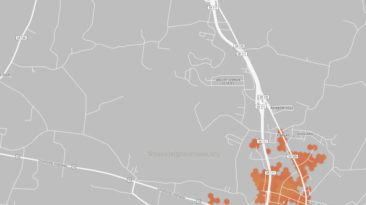 Bike Grade map of Findlay, TN