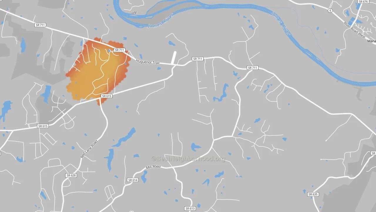 Bike Grade map of Fine Creek Mills, VA
