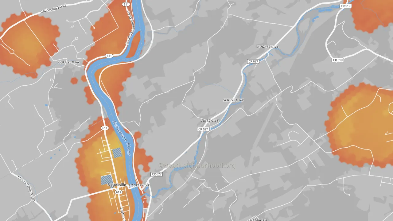 Bike Grade map of Finesville, NJ