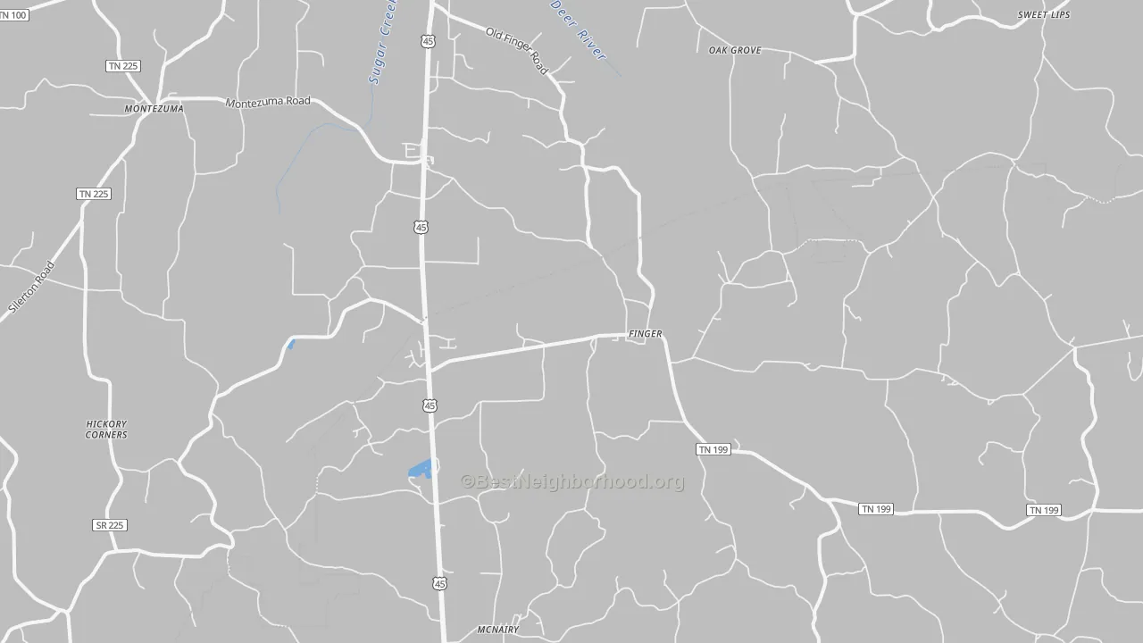 Bike Grade map of Finger, TN