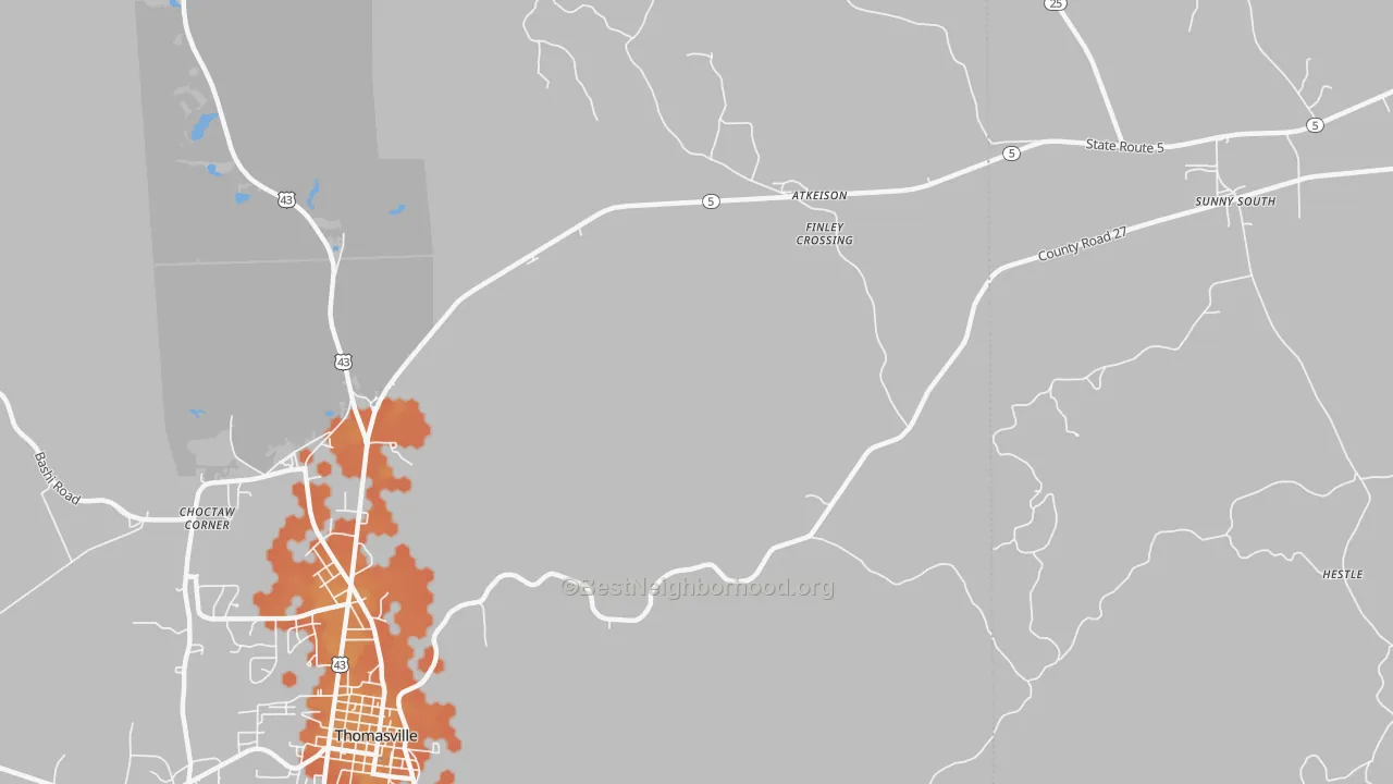Bike Grade map of Finley Crossing, AL