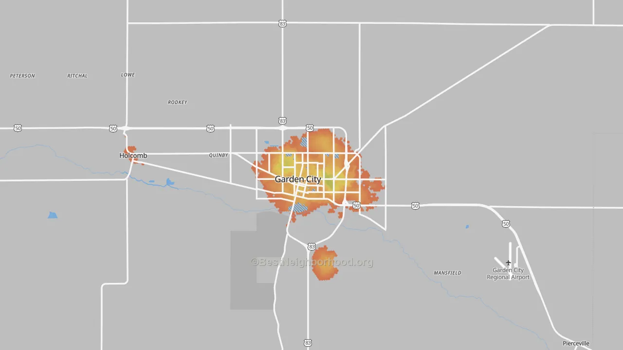 Bike Grade map of Finney County, KS