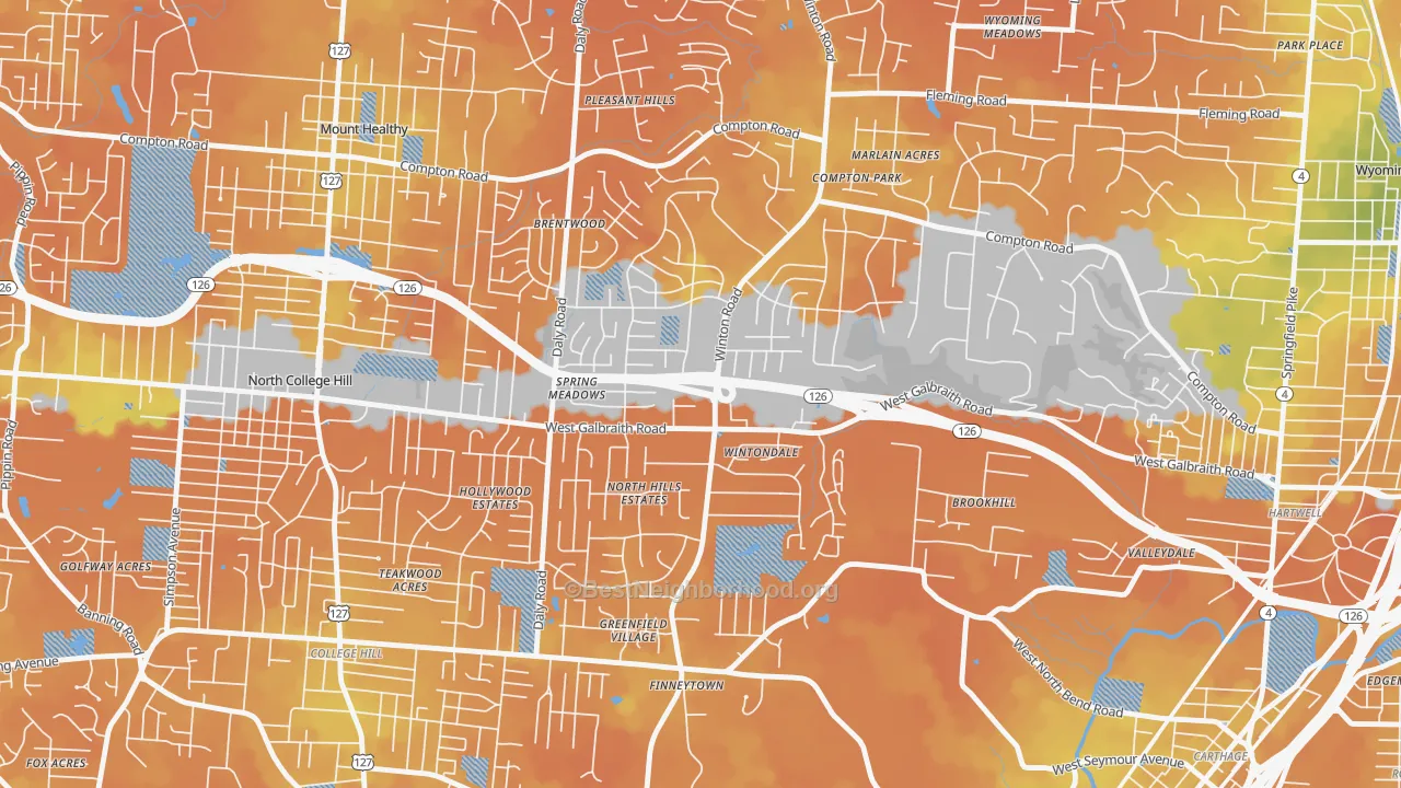 Bike Grade map of Finneytown, OH