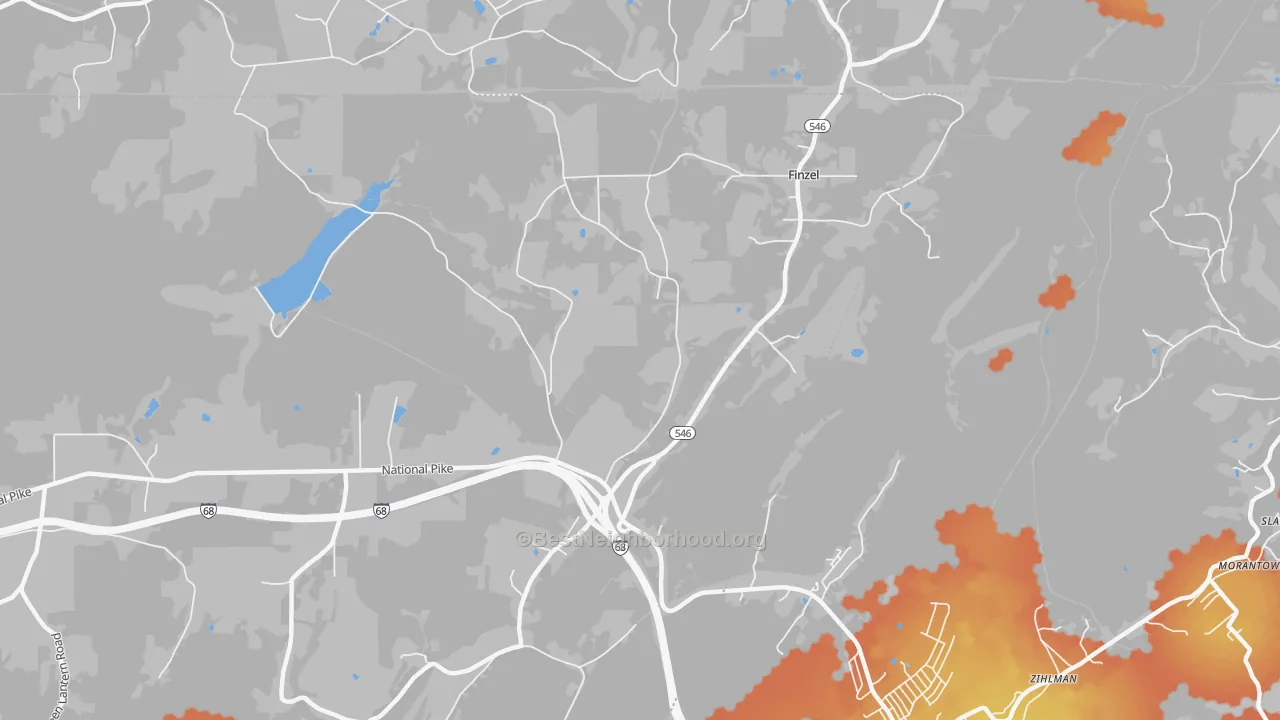 Bike Grade map of Finzel, MD