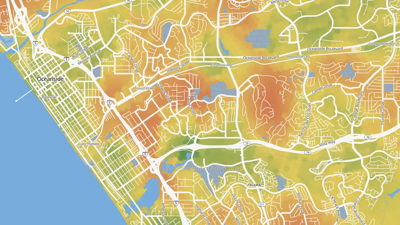Bike Grade map of Fire Mountain, Oceanside, CA