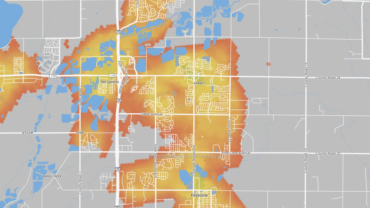 Bike Grade map of Firestone, CO