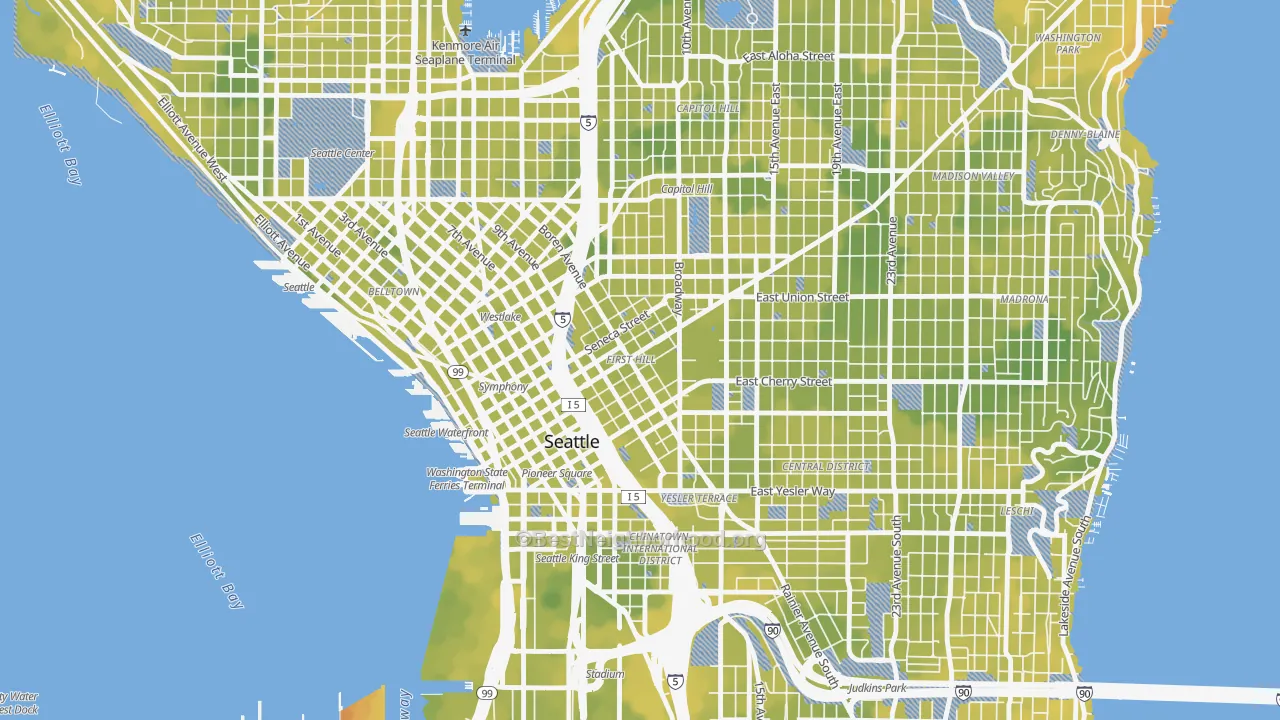 Bike Grade map of First Hill, Seattle, WA