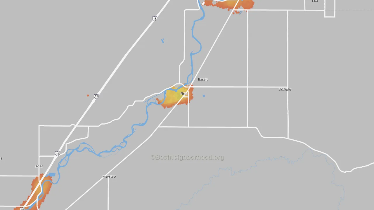 Bike Grade map of Firth, ID