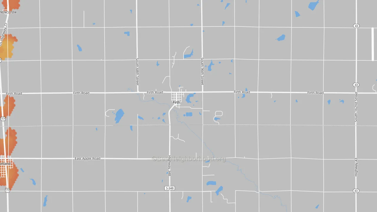 Bike Grade map of Firth, NE
