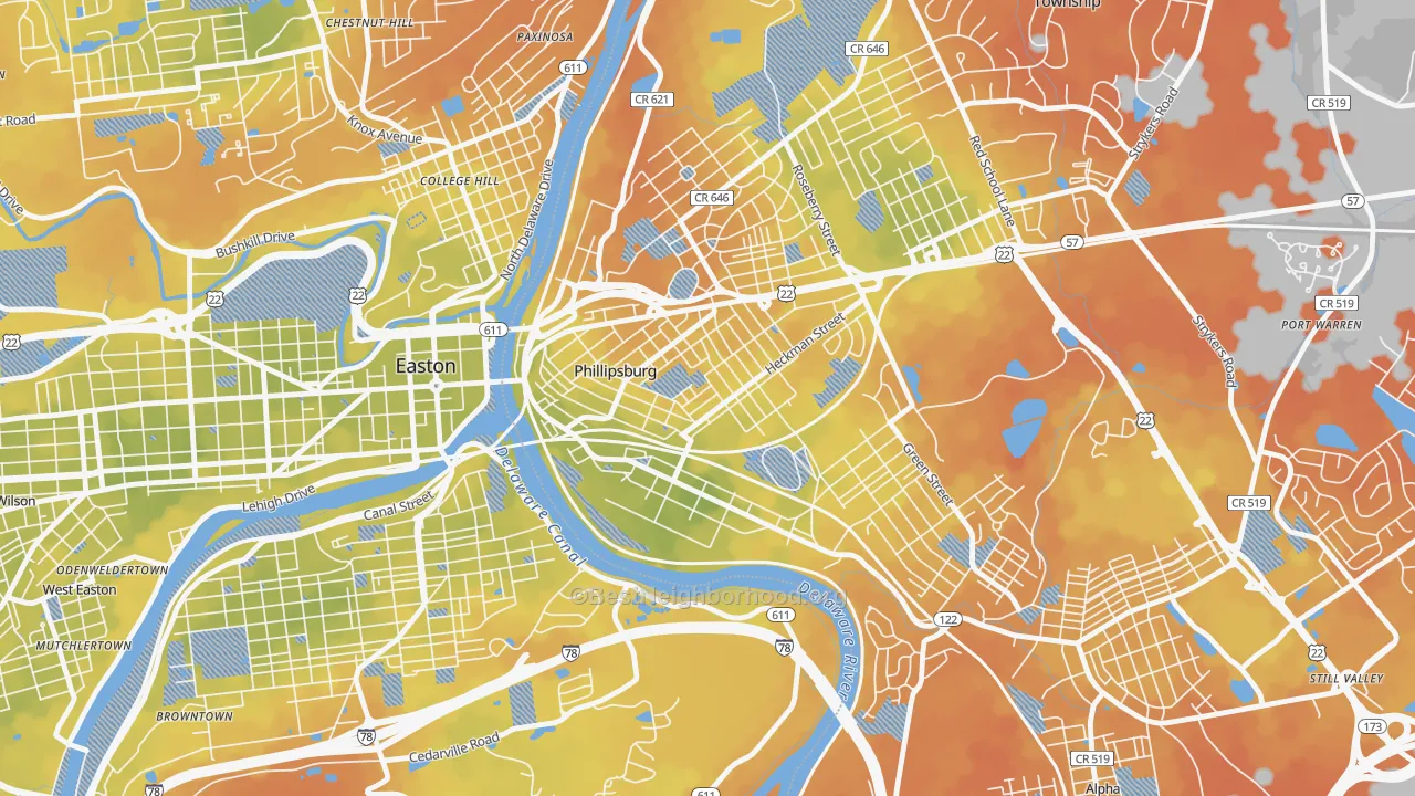 Bike Grade map of Firthtown, Phillipsburg, NJ