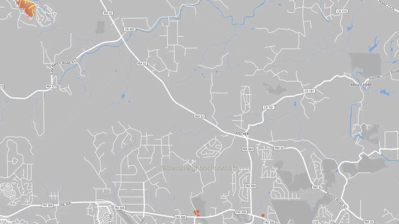 Bike Grade map of Fischer, TX
