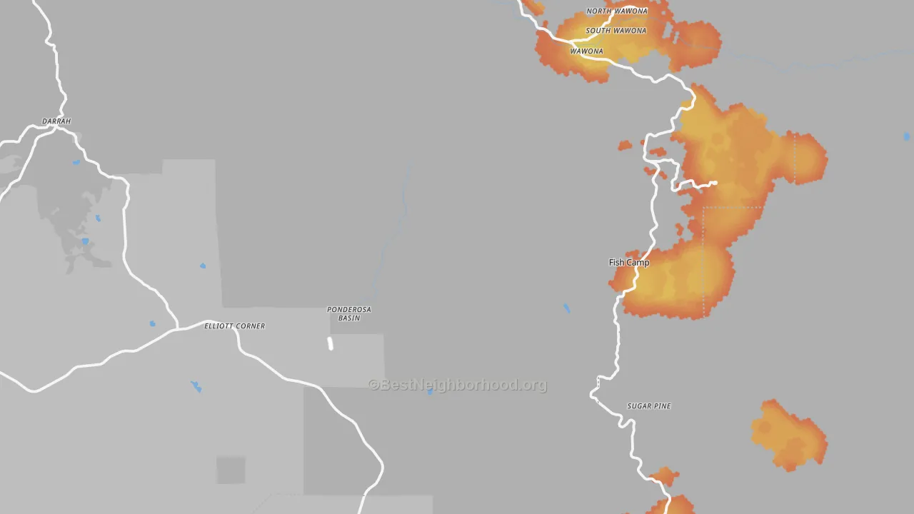 Bike Grade map of Fish Camp, CA