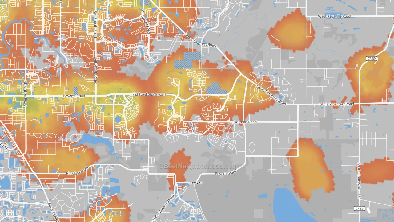 Bike Grade map of Fish Hawk, FL
