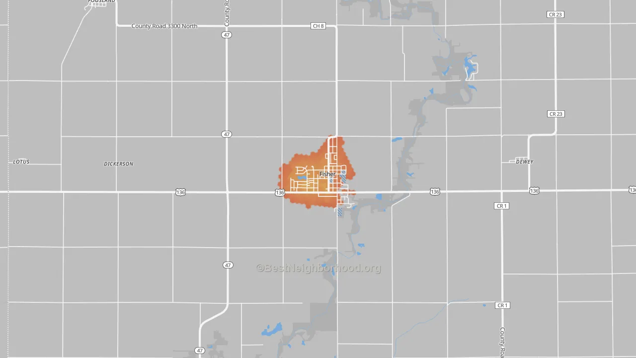 Bike Grade map of Fisher, IL