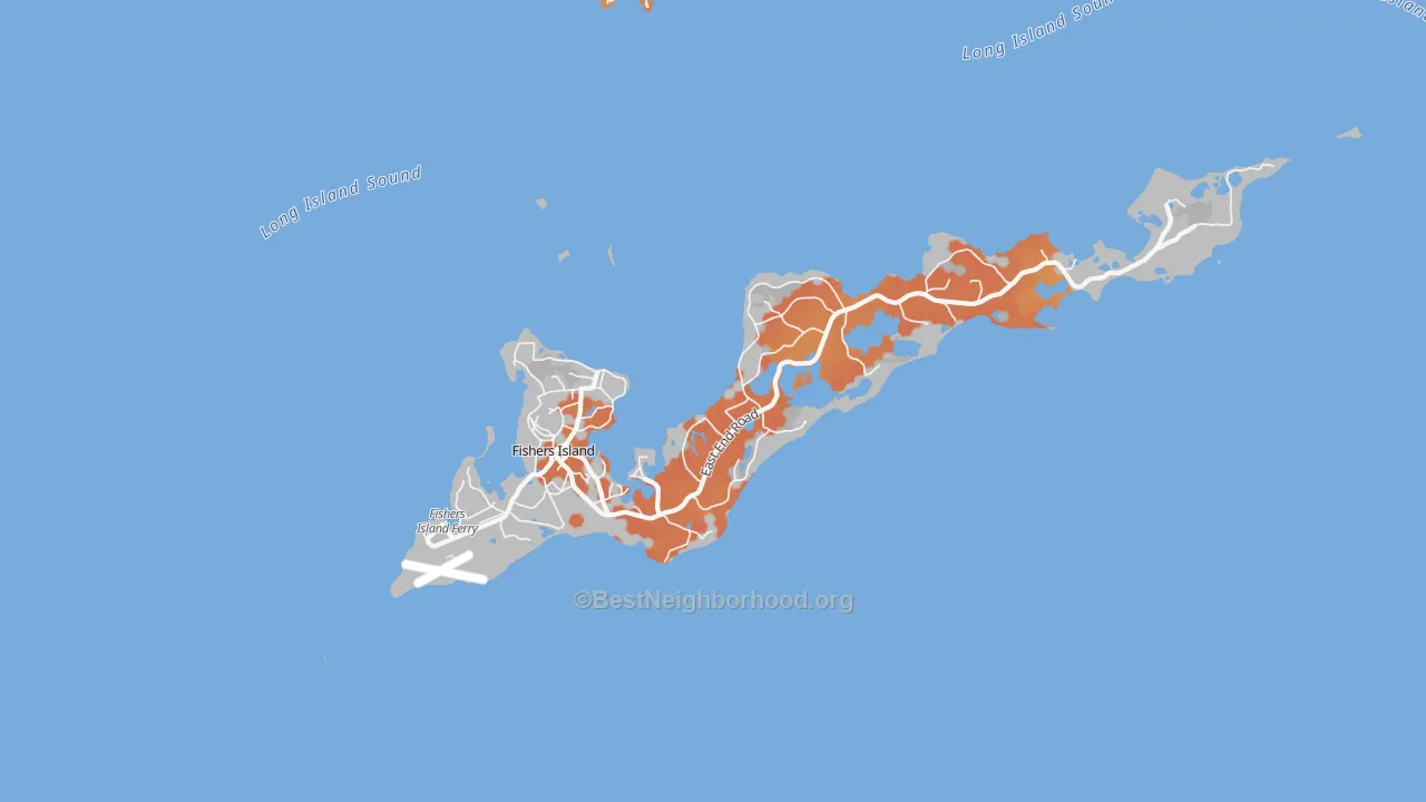 Bike Grade map of Fishers Island, NY