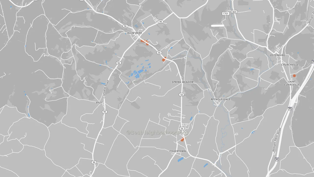 Bike Grade map of Fishertown, PA