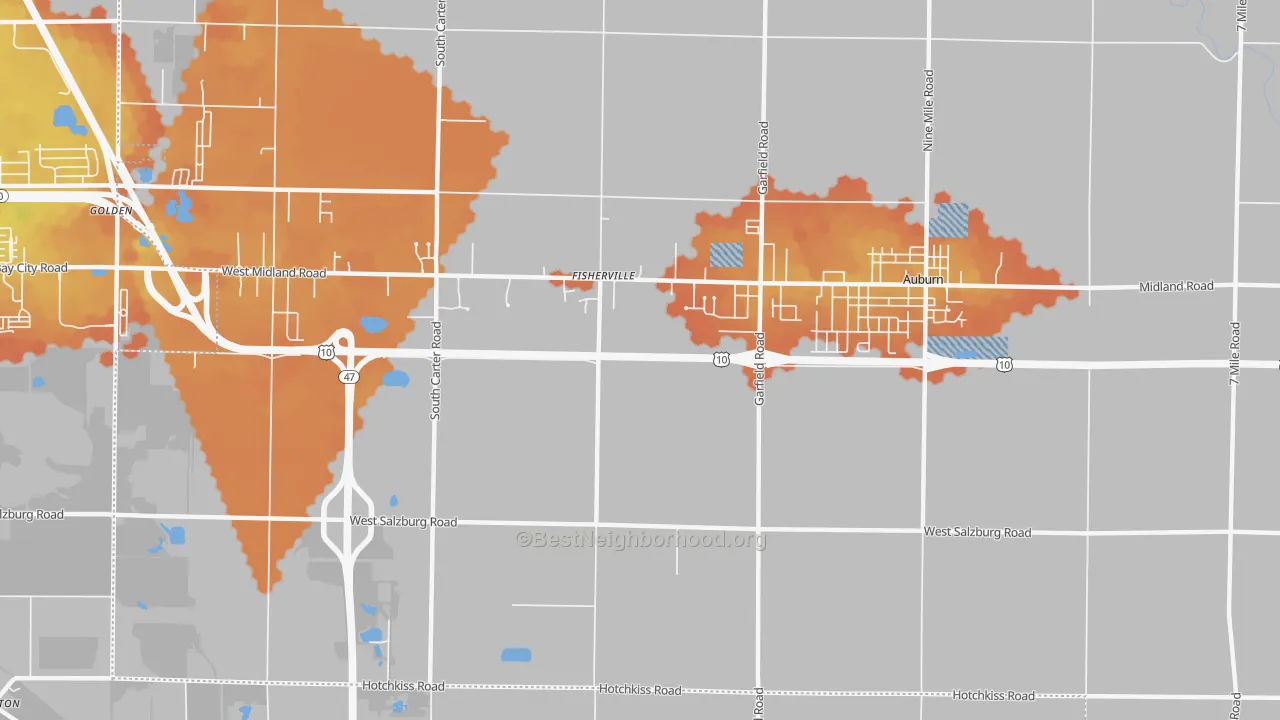 Bike Grade map of Fisherville, MI