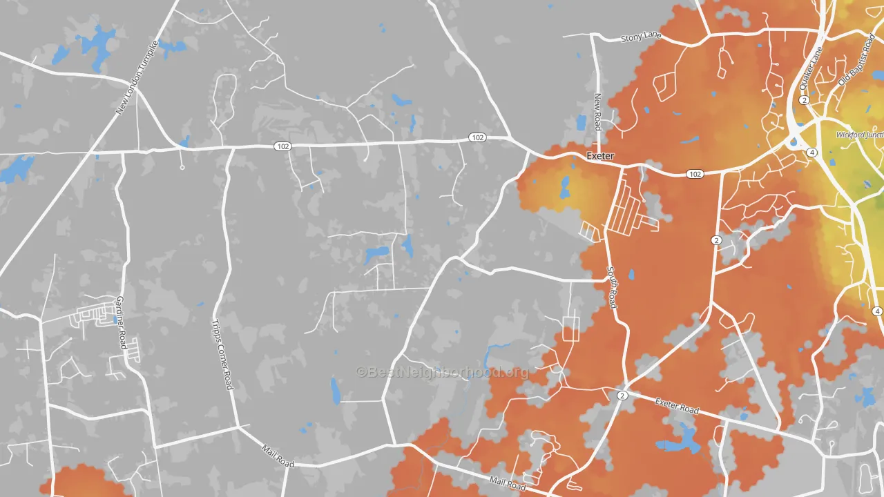 Bike Grade map of Fisherville, RI