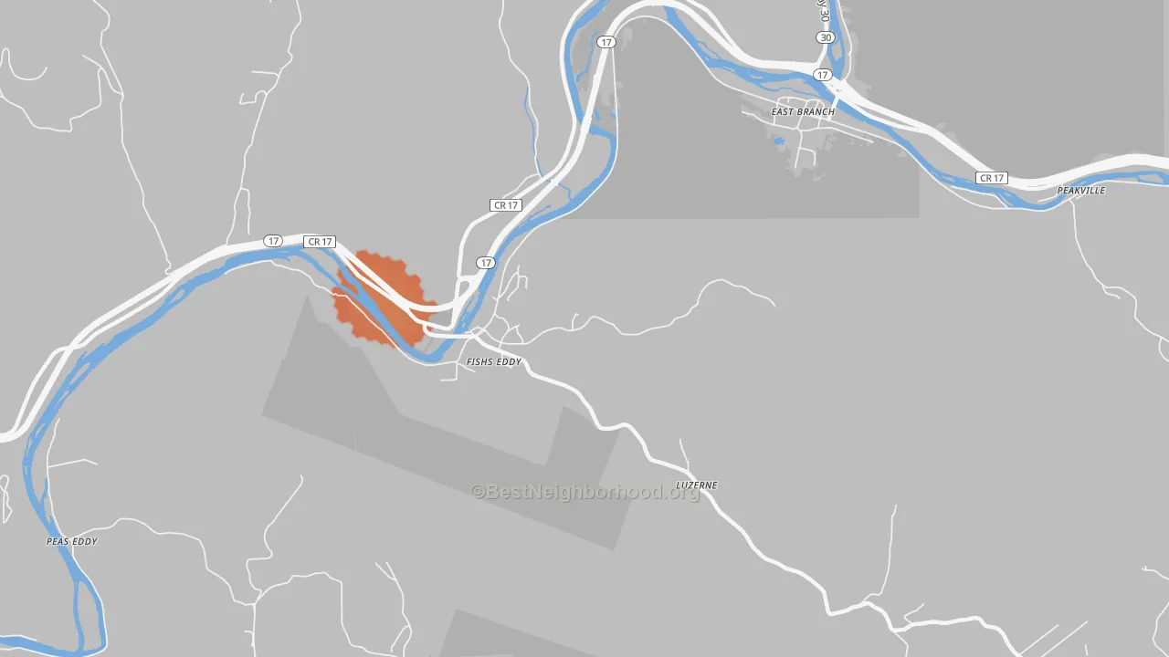 Bike Grade map of Fishs Eddy, NY