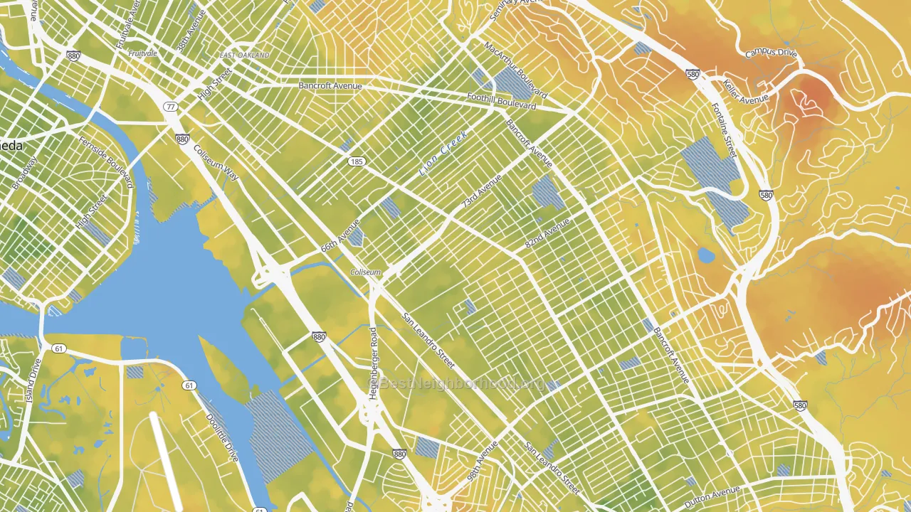 Bike Grade map of Fitchburg, Oakland, CA