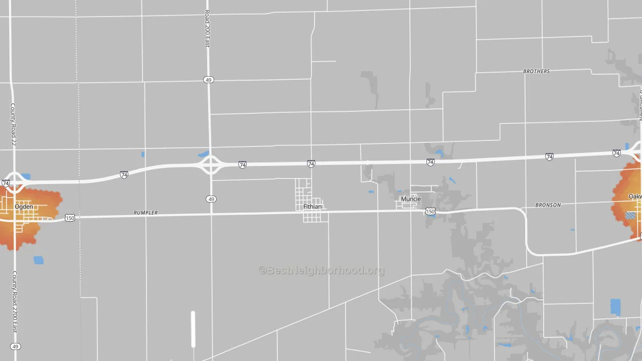 Bike Grade map of Fithian, IL