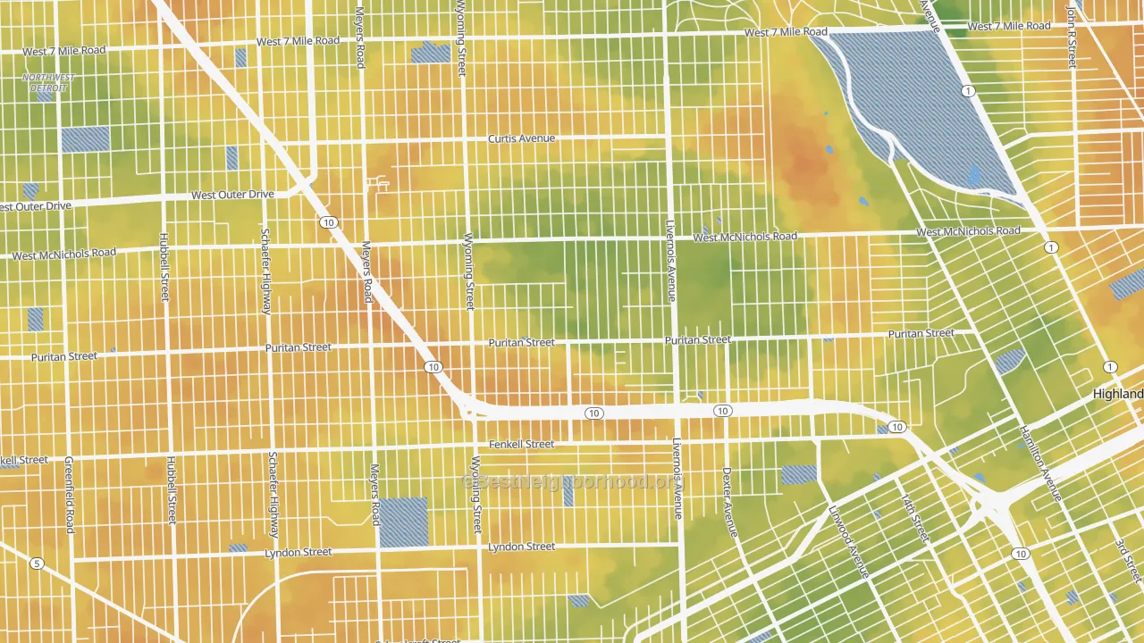 Bike Grade map of Fitzgerald, Detroit, MI