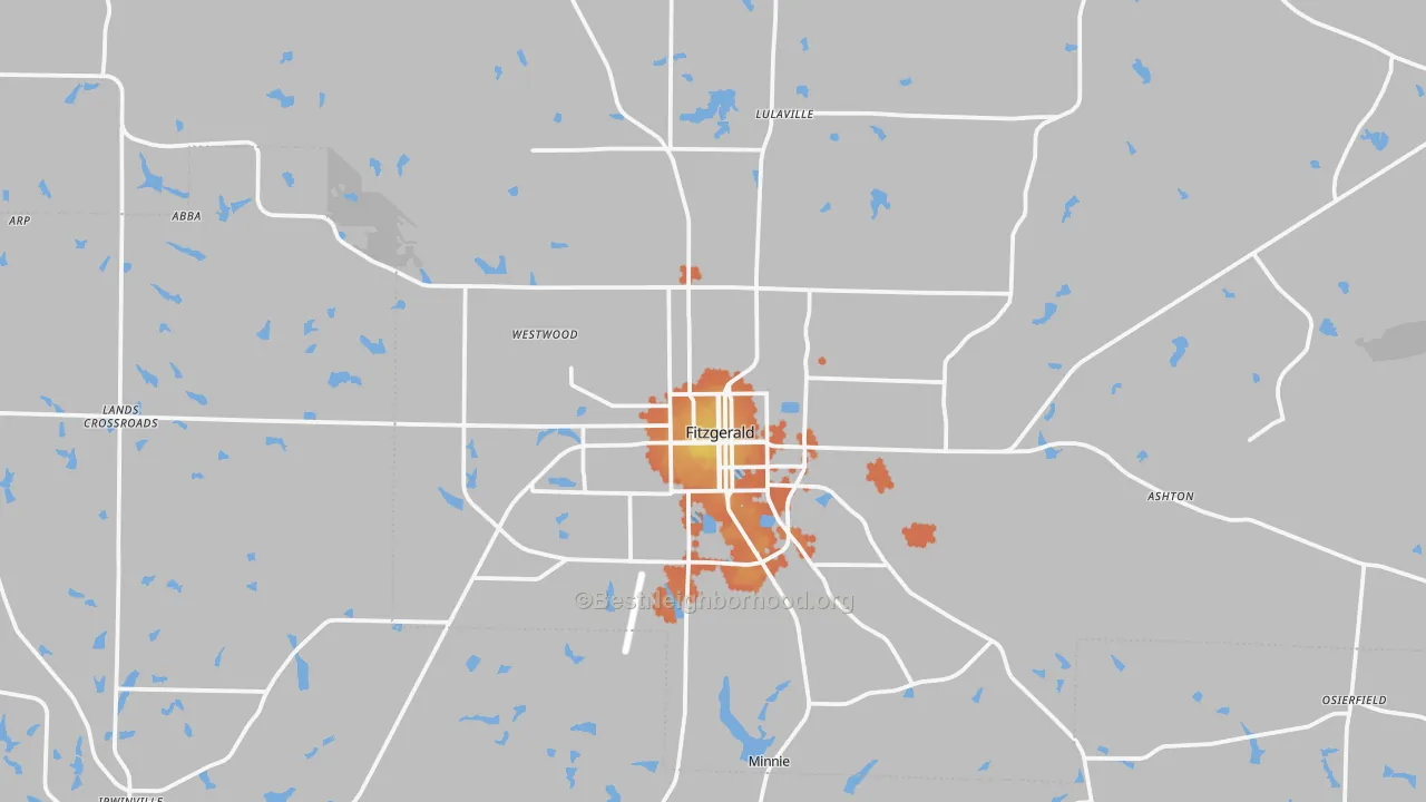 Bike Grade map of Fitzgerald, GA