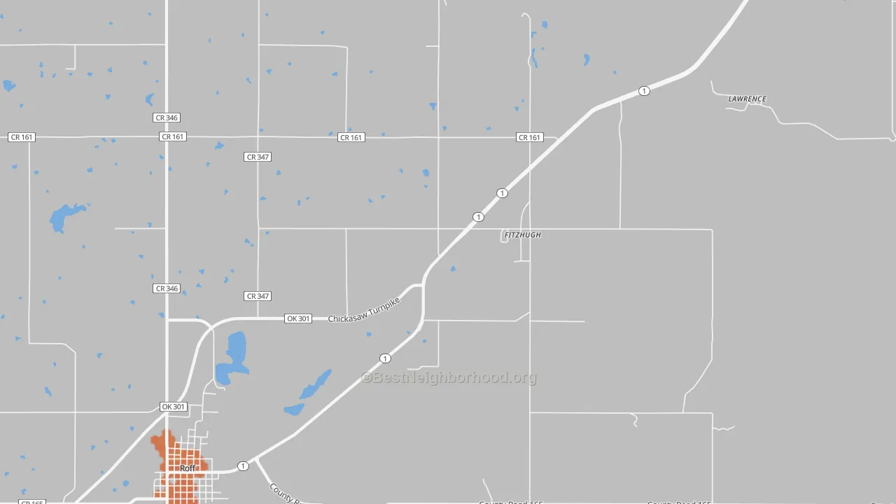 Bike Grade map of Fitzhugh, OK