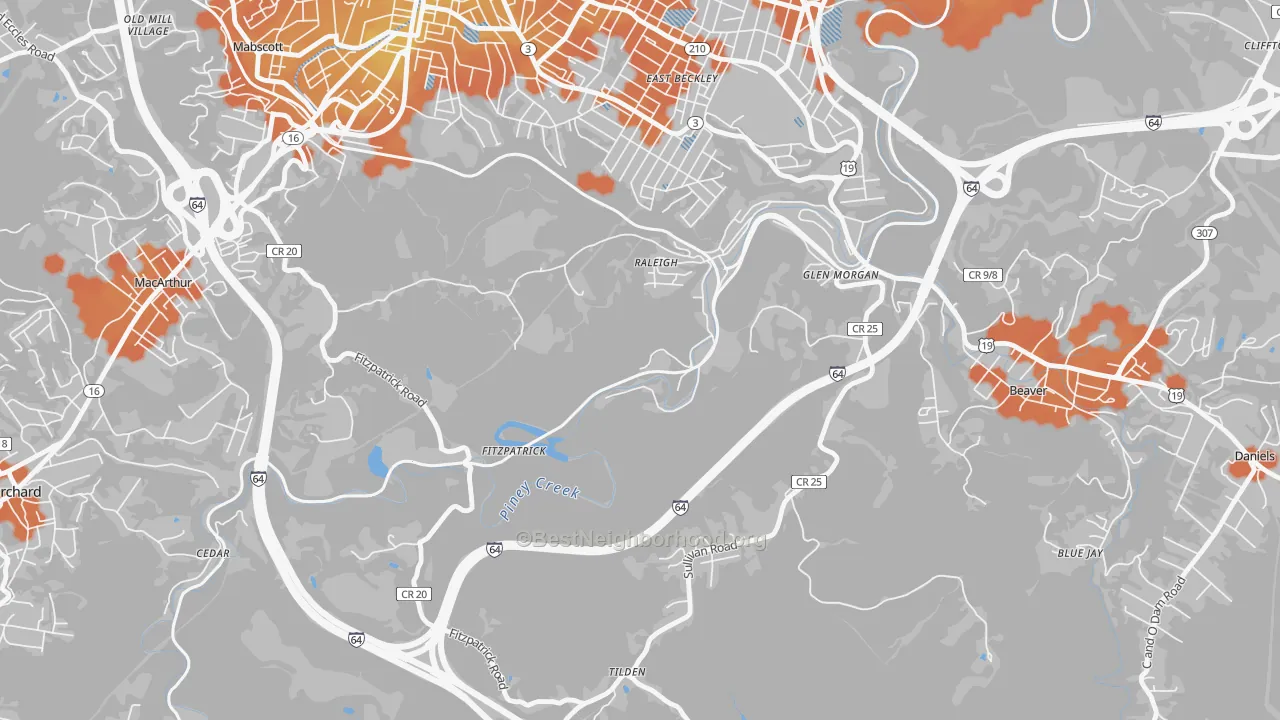 Bike Grade map of Fitzpatrick, WV