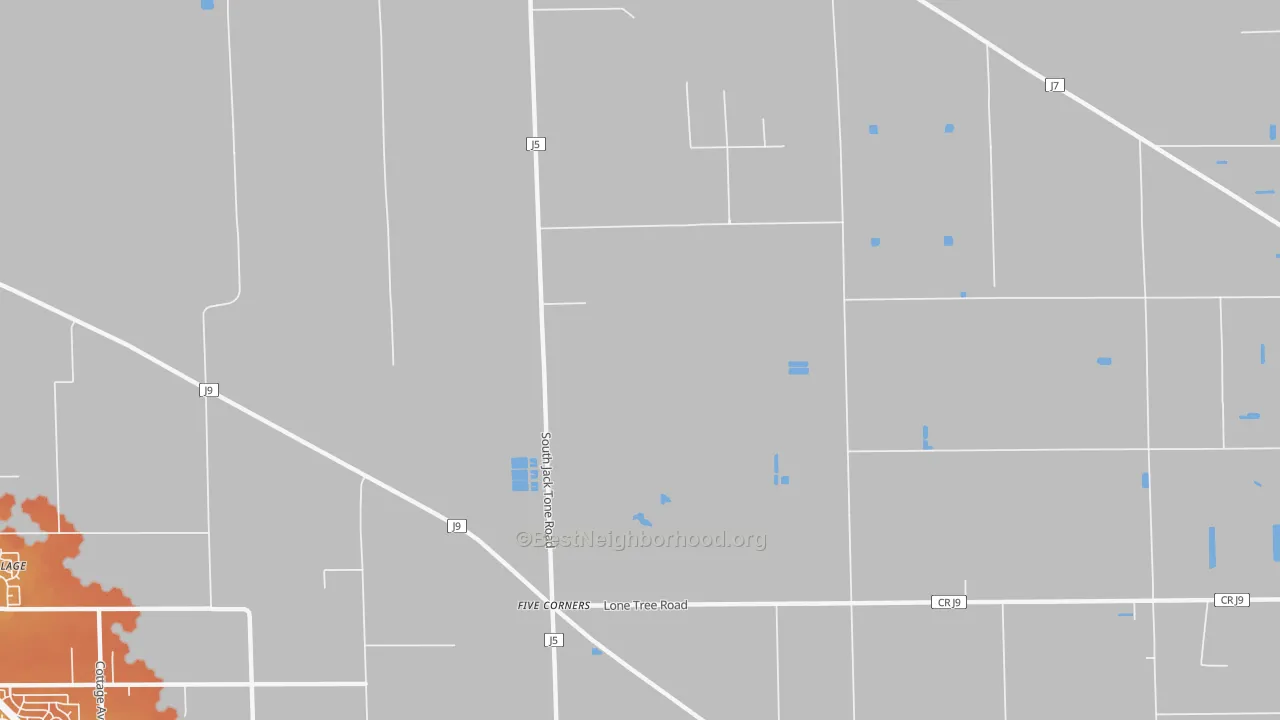 Bike Grade map of Five Corners, CA