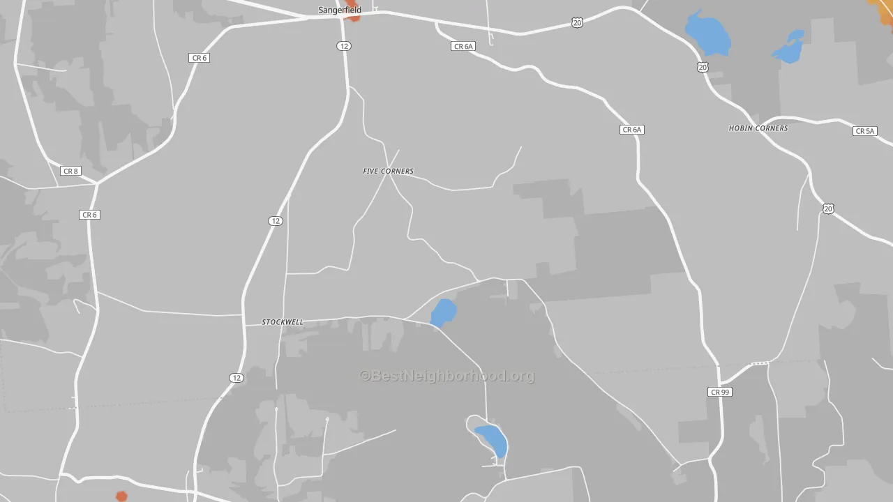 Bike Grade map of Five Corners, NY