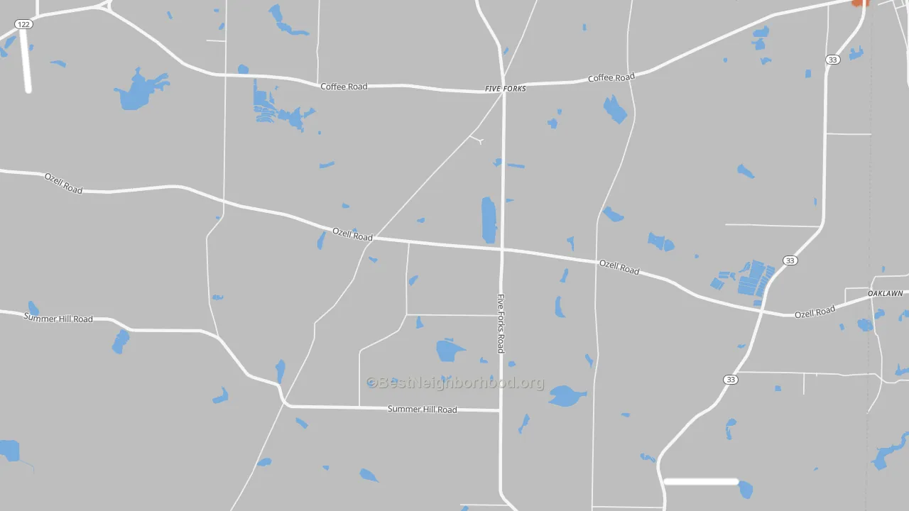 Bike Grade map of Five Forks, GA