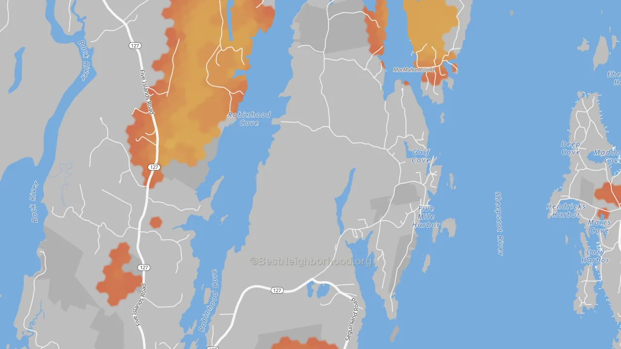 Bike Grade map of Five Islands, ME