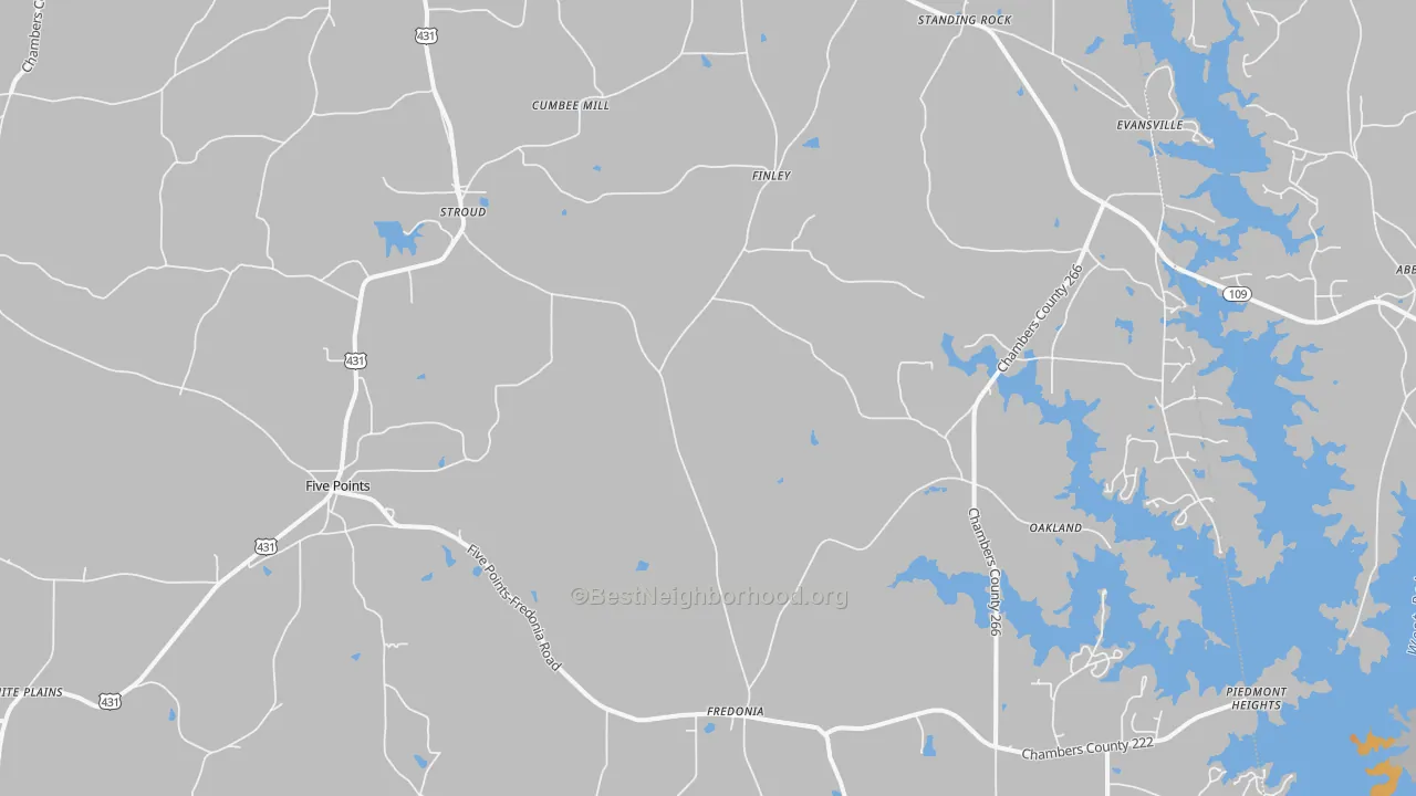 Bike Grade map of Five Points, AL