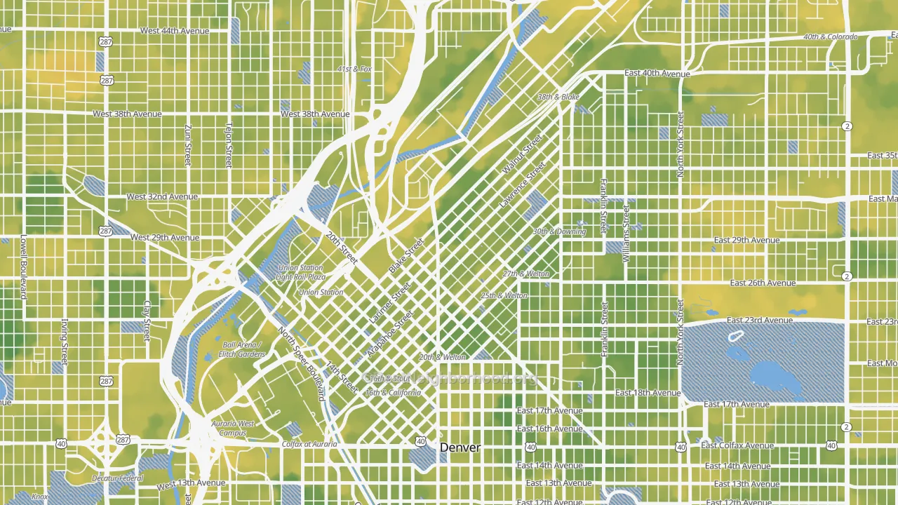 Bike Grade map of Five Points, Denver, CO