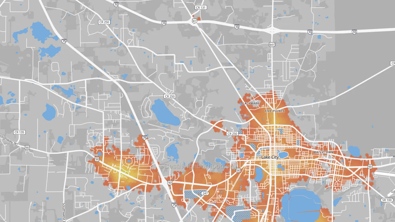 Bike Grade map of Five Points, FL