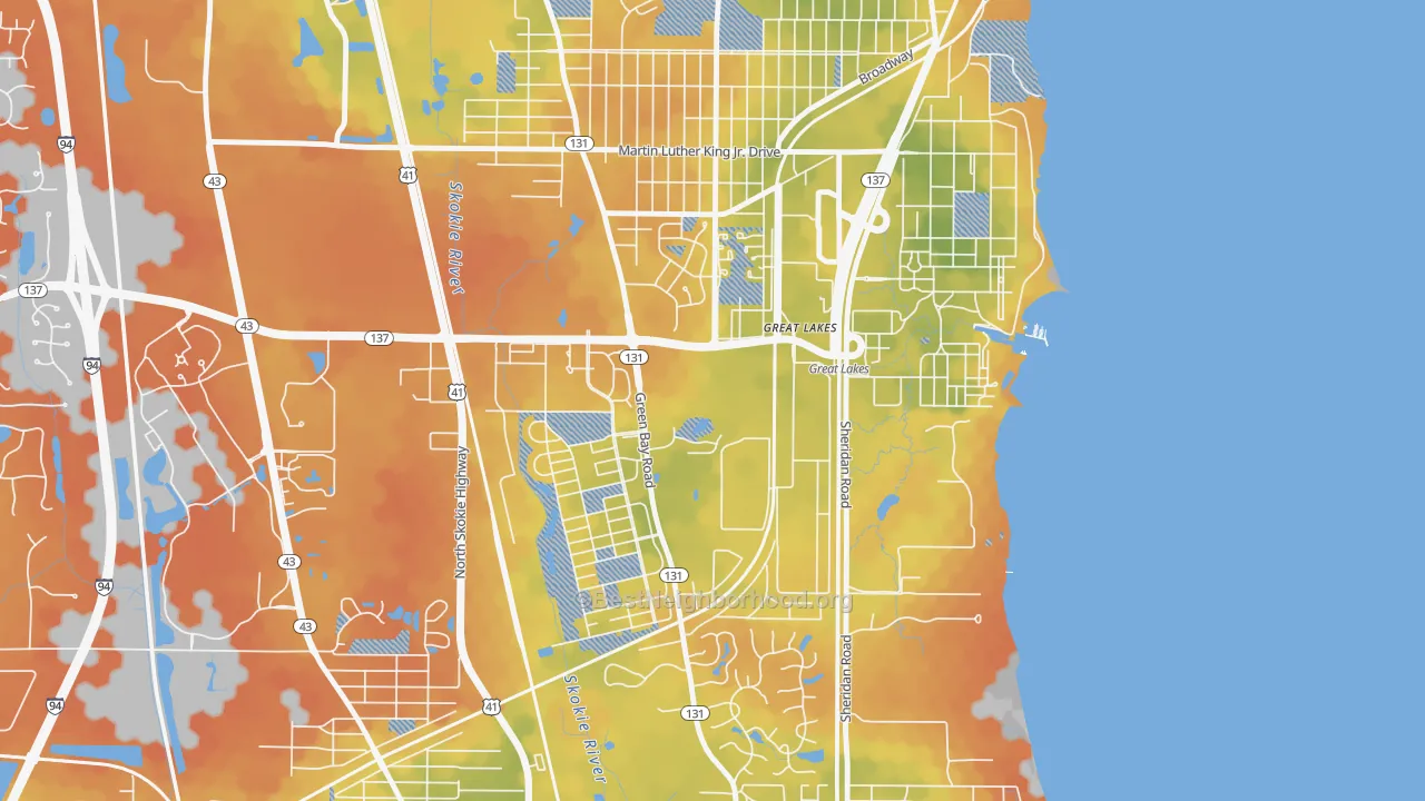 Bike Grade map of Five Points, Great Lakes, IL