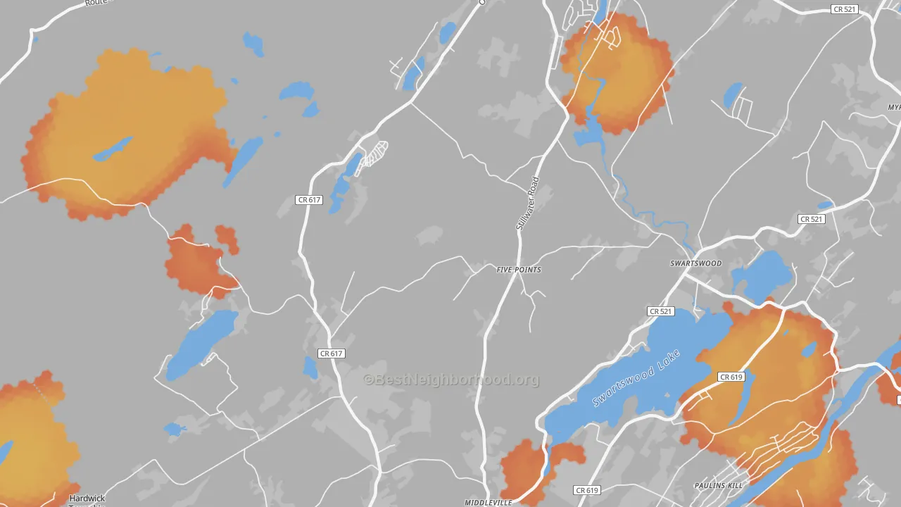 Bike Grade map of Five Points, NJ