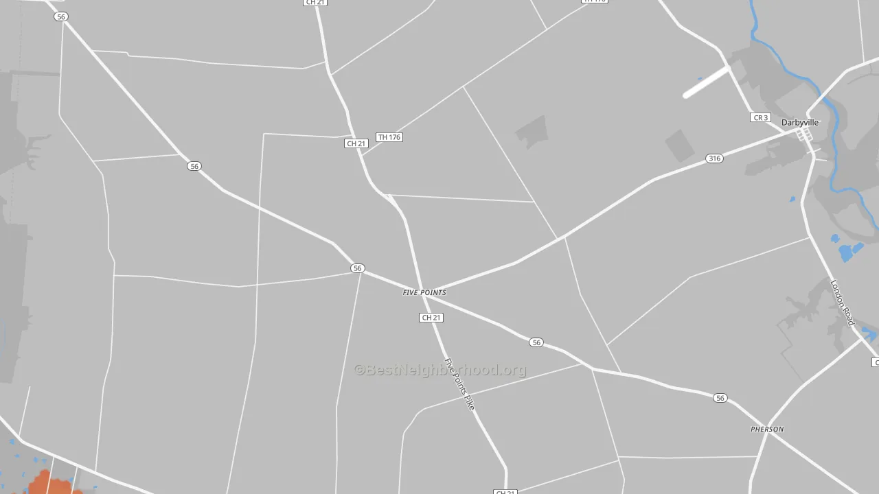 Bike Grade map of Five Points, OH