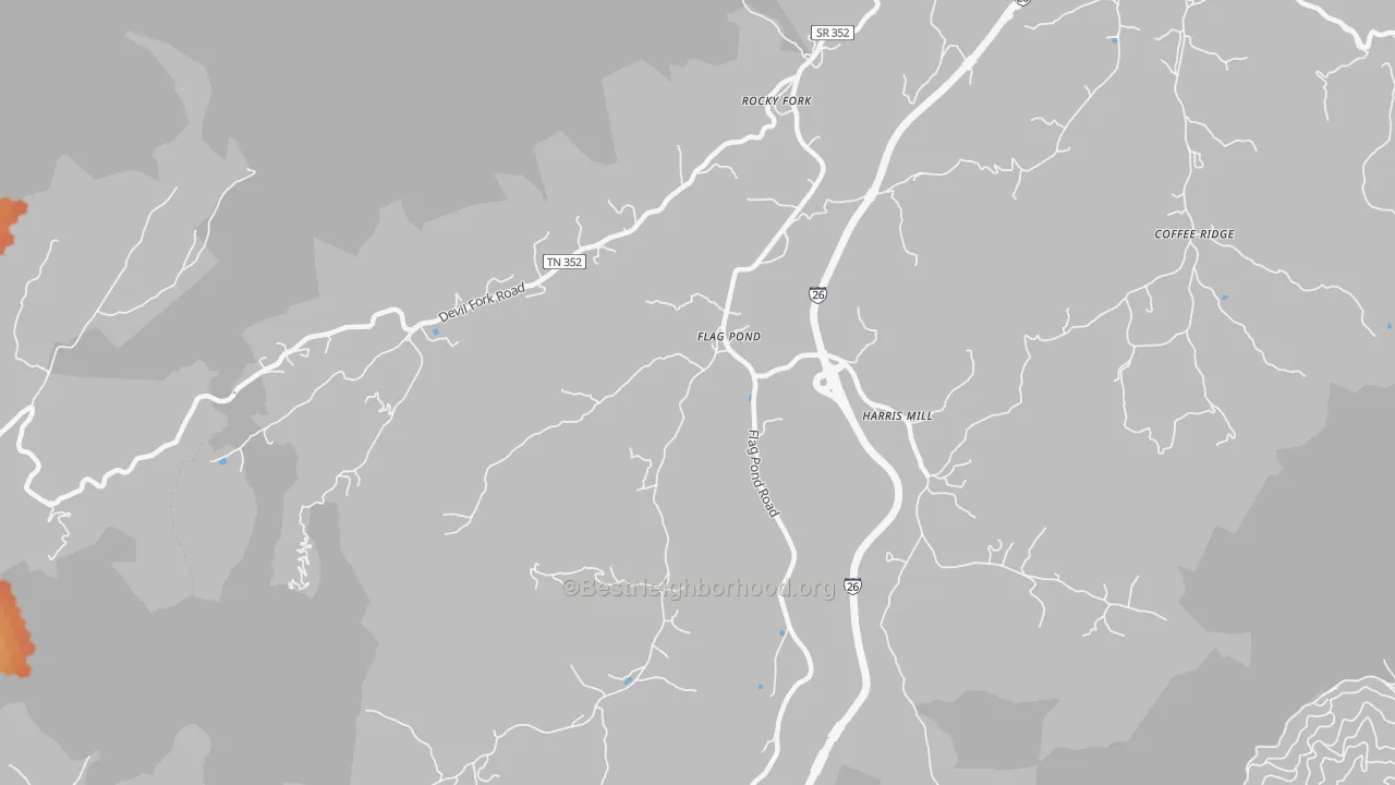 Bike Grade map of Flag Pond, TN