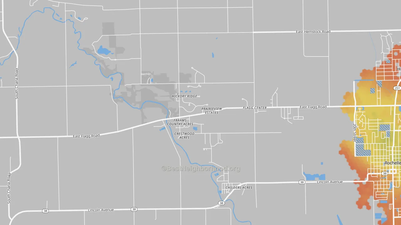 Bike Grade map of Flagg Center, IL