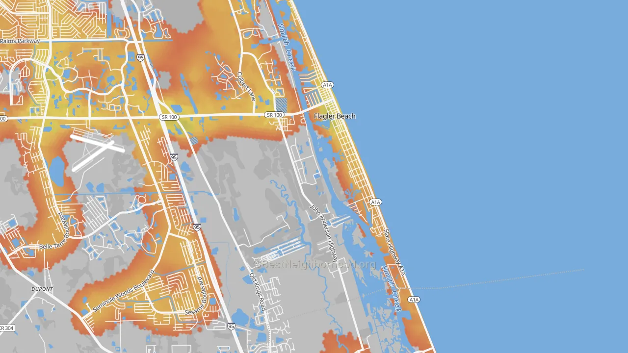 Bike Grade map of Flagler Beach, FL