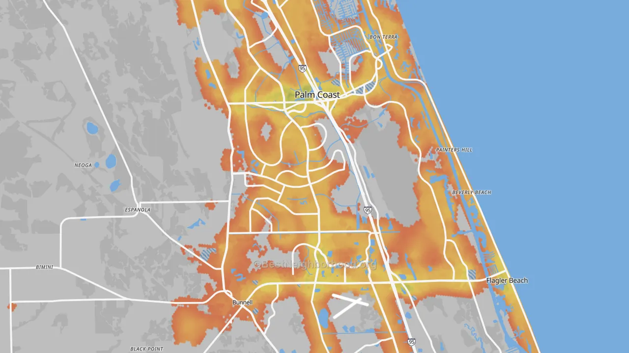 Bike Grade map of Flagler County, FL