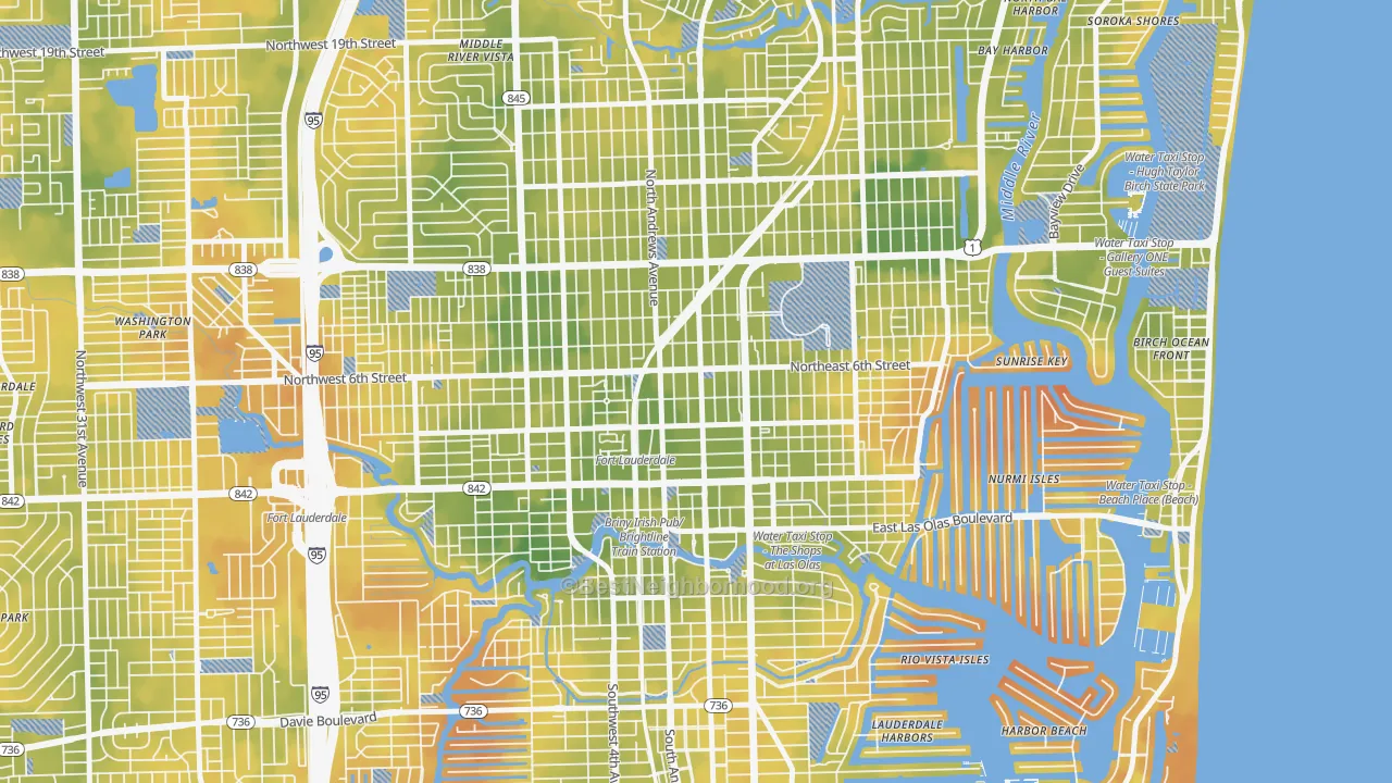 Bike Grade map of Flagler Heights, Fort Lauderdale, FL