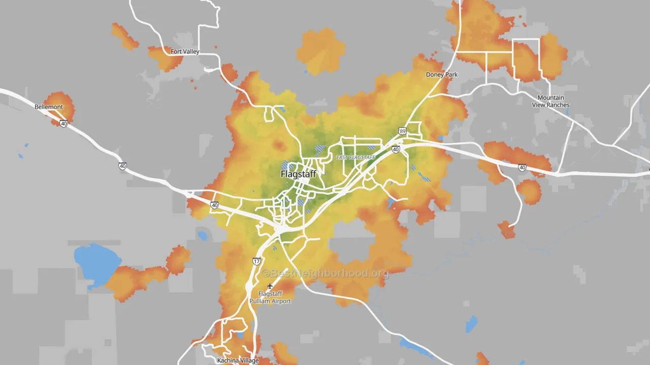 Bike Grade map of Flagstaff, AZ
