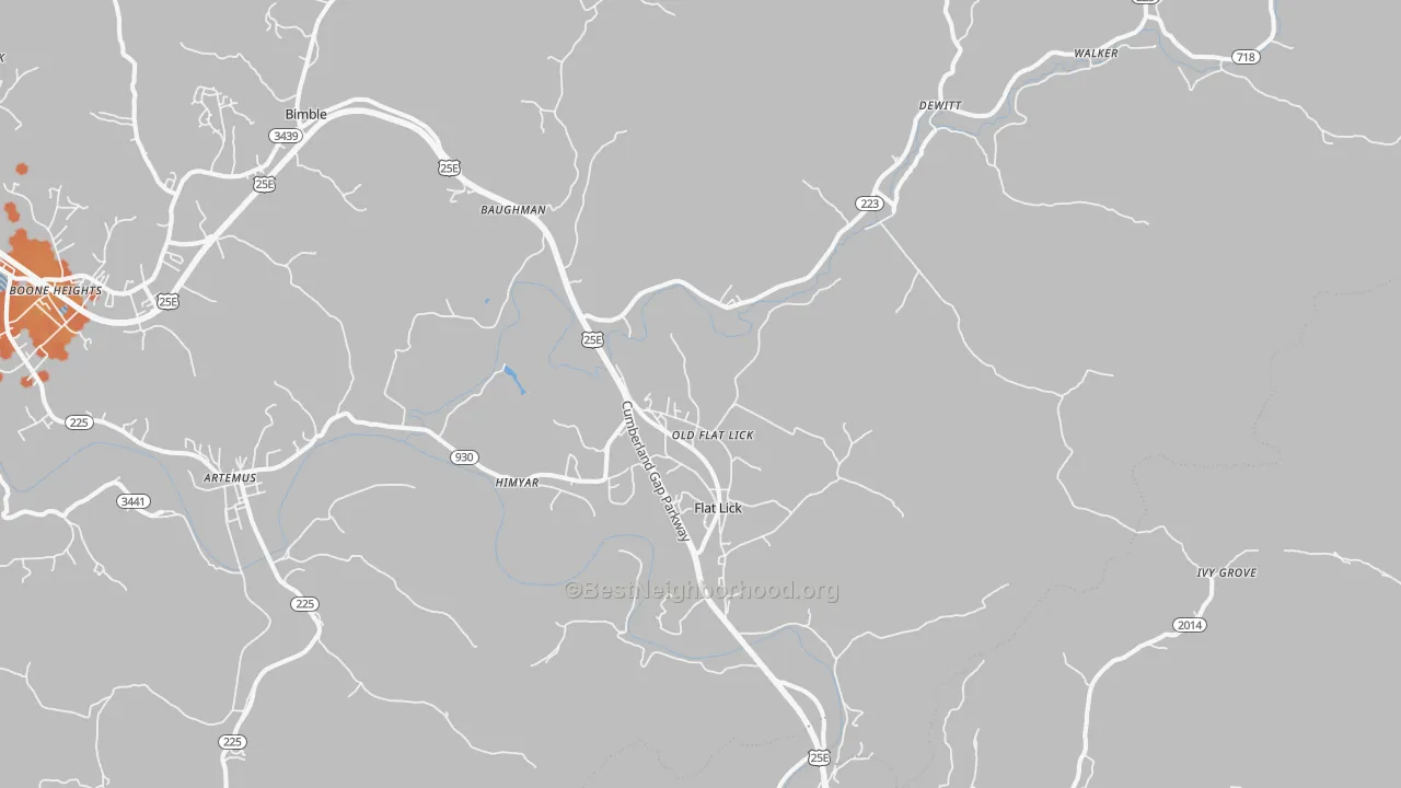 Bike Grade map of Flat Lick, KY