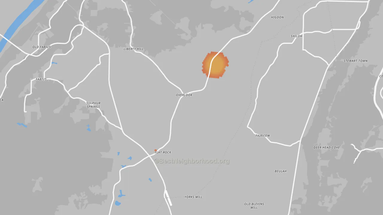 Bike Grade map of Flat Rock, AL