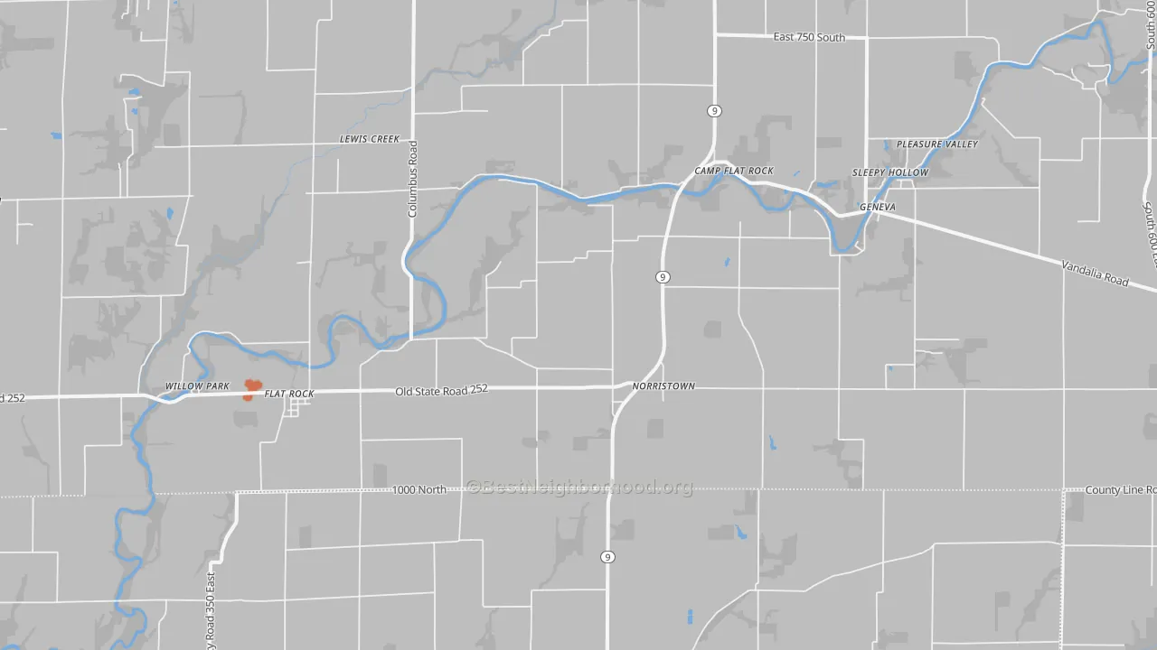 Bike Grade map of Flat Rock, IN